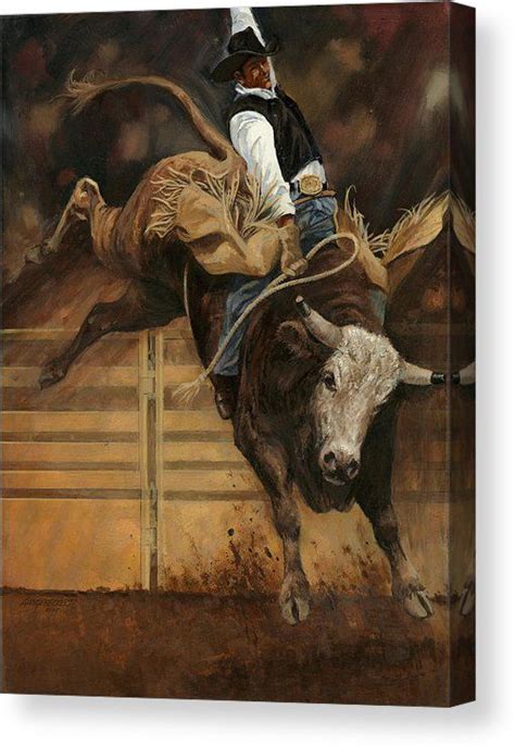 Bull Riding 1 Canvas Print Canvas Art By Don Langeneckert In 2020 Bull Riding Pbr Bull