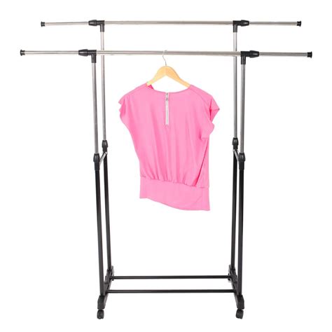 Buy Dual Bar Vertical And Horizontal Extensible Stand Clothes Rack With