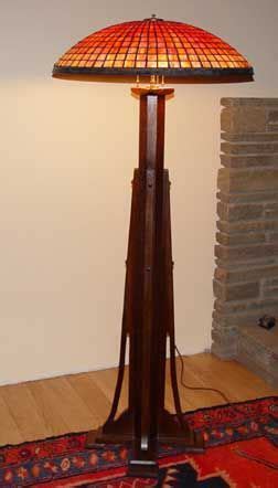 .lamp under painted glass shade landscape arts and crafts table lamp laco 100 design 1920s. Arts and Crafts Tiffany Stained Glass Parasol Floor Lamp ...