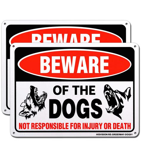 Buy Beware Of Dog Sign 2 Pack 10x 7 Rust Free 40 Aluminum Uv