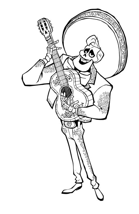 All coloring pages » cartoon » coco » miguel and the guitar Coco Guitar Coloring Pages - Coloring Pages Kids 2019