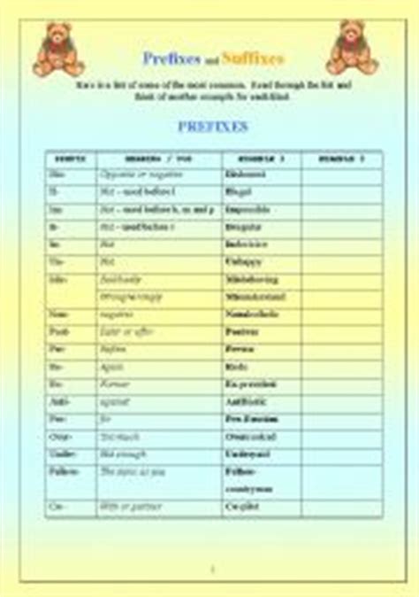Suffixes worksheets