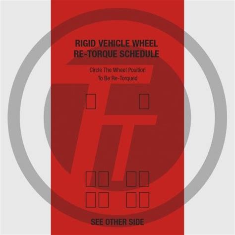 Weatherproof Rigid Vehicle Wheel Re Torque Tag Pack 100 Prime Supplies