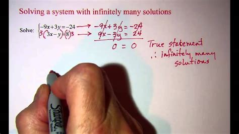 Solving A System With Infinitely Many Solutions Youtube