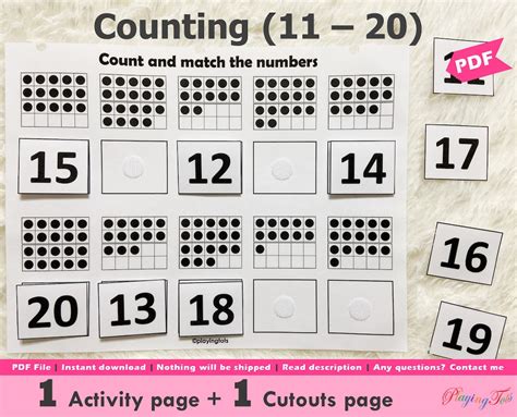 Counting Practice Printable Ten Frame Math Numbers 11 To 20