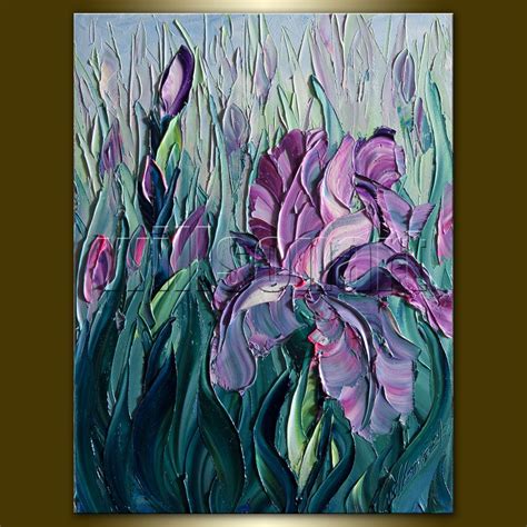 Iris Purple Flower Iris Painting Palette Knife Painting Impasto