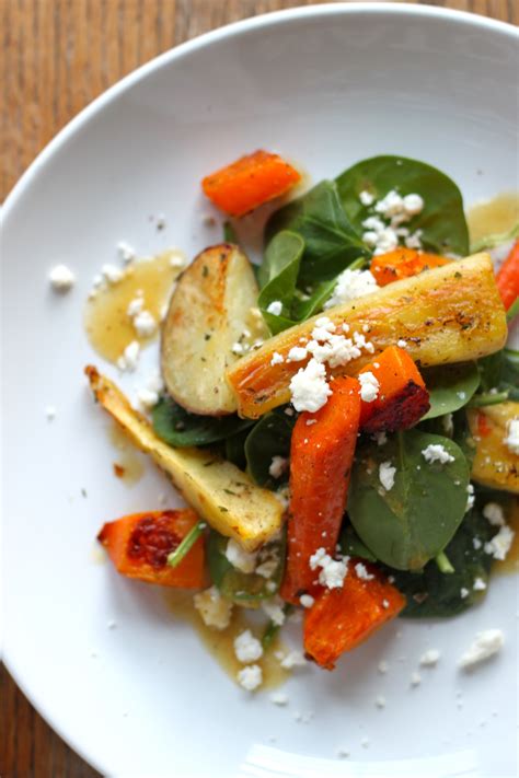 This spinach fruit salad is full of spring's bounty. Roast Root Vegetable, Feta & Spinach Salad | jessica burns