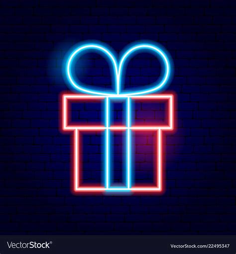 Present Box Neon Sign Royalty Free Vector Image
