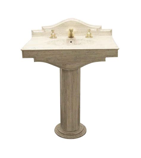 Marble Pedestal Sink With Fluted Base And Carved Details Olde Good Things