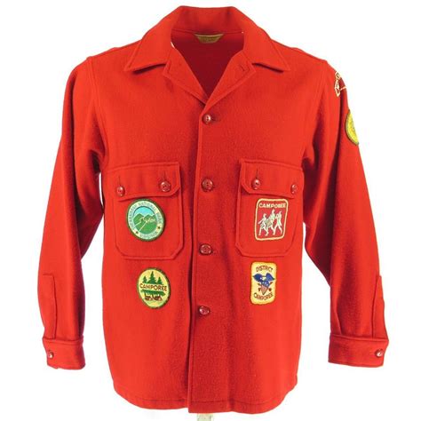 Vintage 50s Boy Scouts Red Wool Jacket 44 Large Bsa Patch Camporee