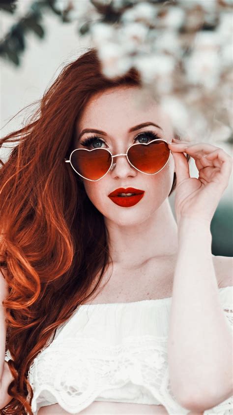 Download Wallpaper 720x1280 Heart Shape Sunglasses Woman Model