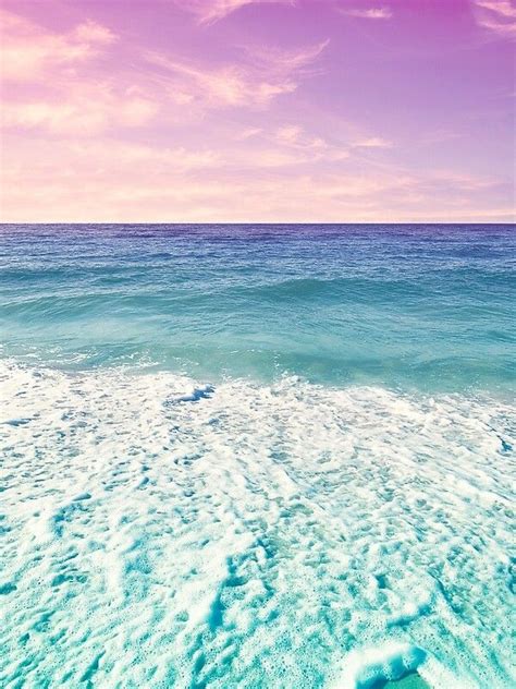 A Tropical Photo Showing A Colorful Beach Scene With A Pink And Purple