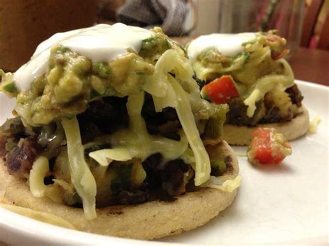 The Cooker Man Sopes Of Potato Popes Beans And Roasted Green Chiles