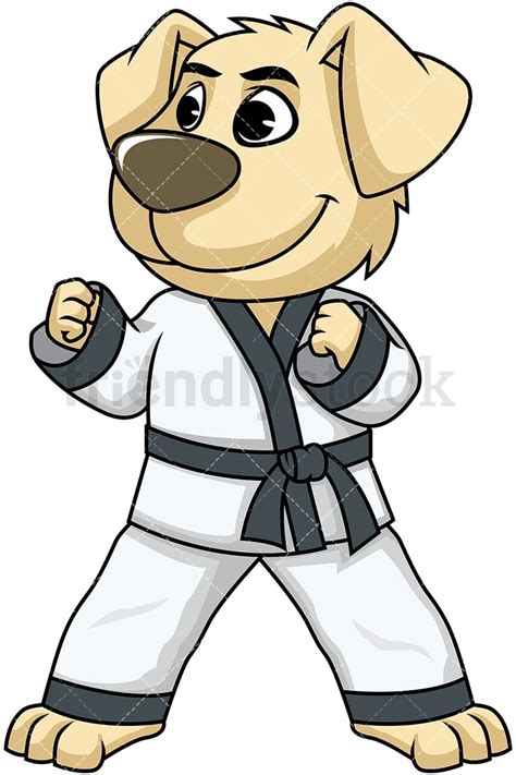 Dog Mascot Doing Karate Cartoon Vector Clipart Friendlystock