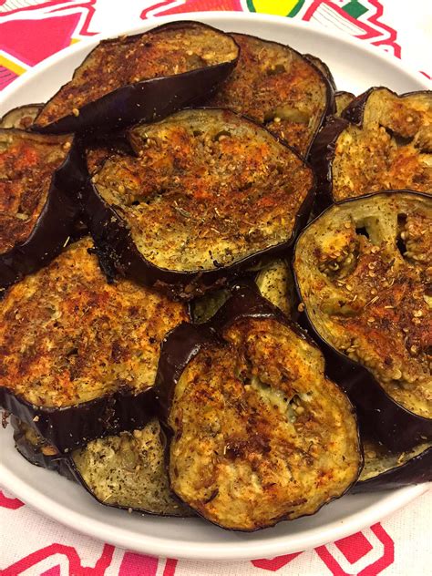 Drop the cut eggplant in a stockpot of boiling water and blanch for at least 2 to 3 minutes. Spicy Garlic Oven Roasted Eggplant Slices Recipe - Melanie ...