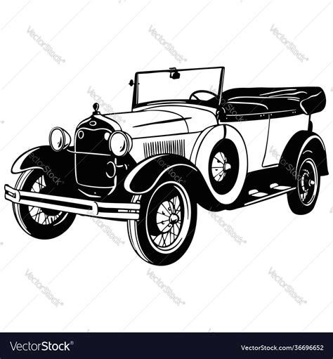 Old Classic Car 1920 Vintage Car Stencil Vector Image