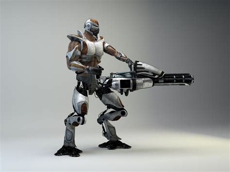 Retro-Futuristic Mechborg with Minigun 3D | CGTrader