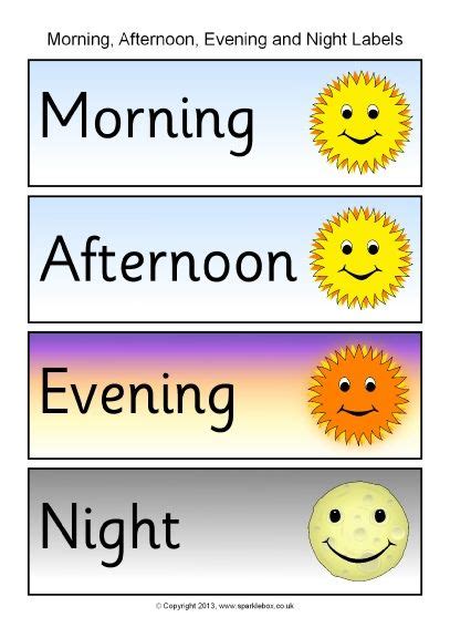 Morning Afternoon Evening And Night Word Labels Sb10153 English