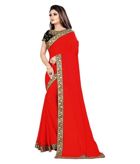 Desi Naari Red Georgette Saree Buy Desi Naari Red Georgette Saree