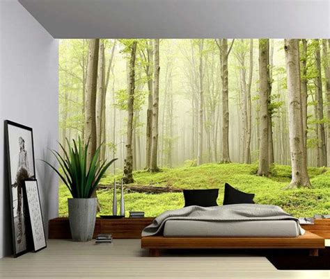 Misty Spring Forest Large Wall Mural Self Adhesive