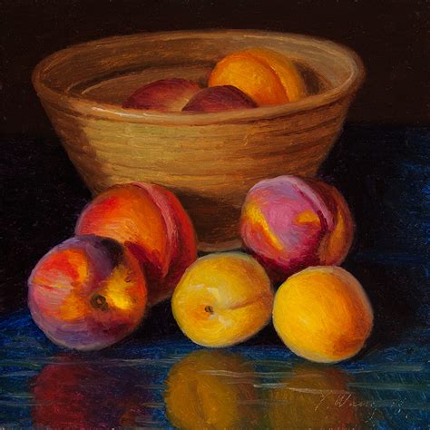 Wang Fine Art Peaches And Apricots Still Life Fruits Original Oil Painting