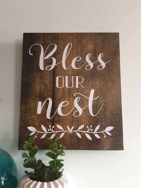 Bless Our Nest Wood Sign Wooden Sign Farmhouse Sign Home Etsy
