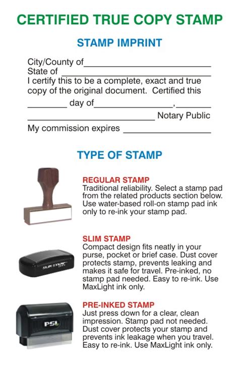 Certified True Copy Stamps