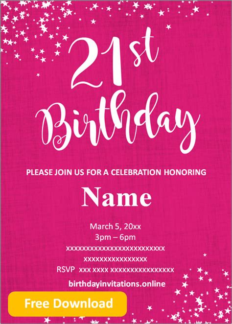 Free Printable 21st Birthday Invitations Templates Party Invitation
