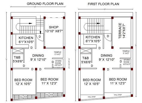 House Ground Floor And First Floor Plan Autocad File Cadbull Designinte Com