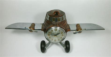 W Vtg Mastercrafters Sessions Airplane Clock Early Wood Body Parts