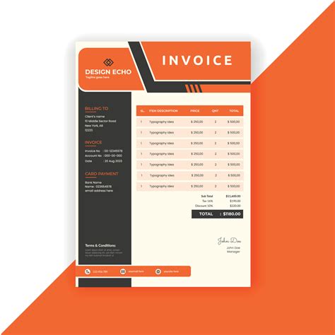 Business Invoice Template Clean Modern Corporate Invoice Design
