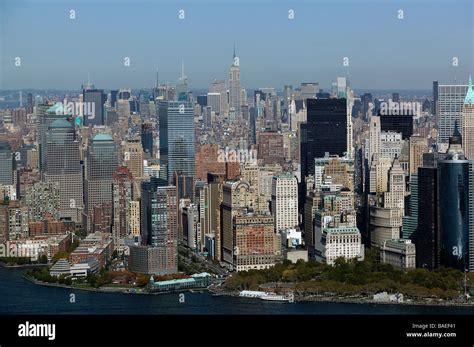 Aerial View Above Lower Manhattan New York City Stock Photo Alamy