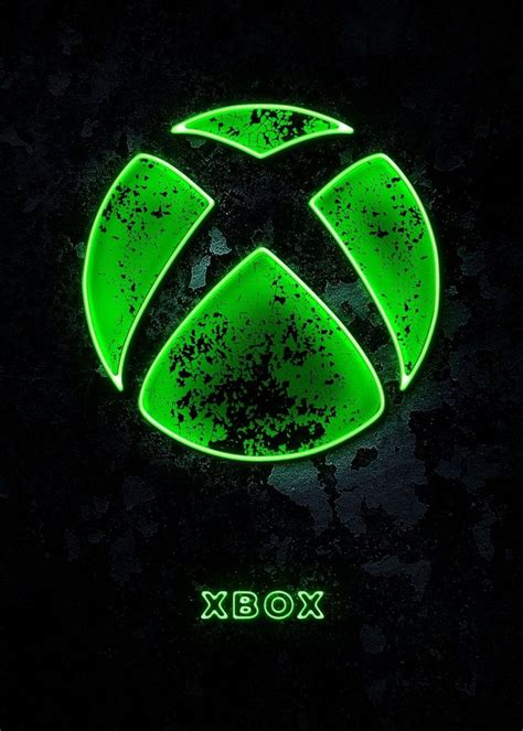 The Xbox Logo Is Glowing Green On A Dark Background With Black And