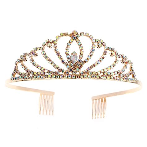 Sparkle Colorful Crystal Rhinestones Tiara Crown With Comb Wedding Bridal Tiara Princess Tiara
