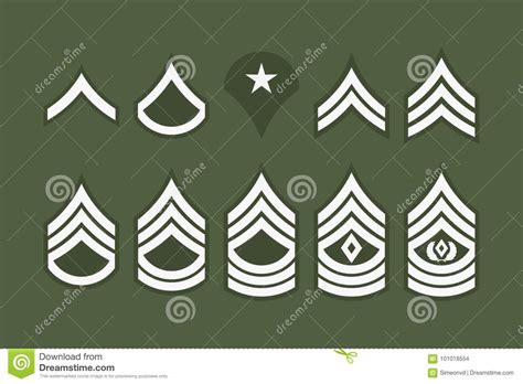 Military Ranks And Insignia Stripes And Chevrons Of Army Vector