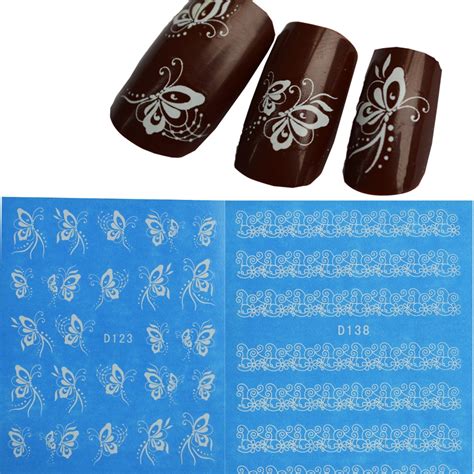 1sheet beauty white lace nail art stickers decals nail art beauty designs water transfer