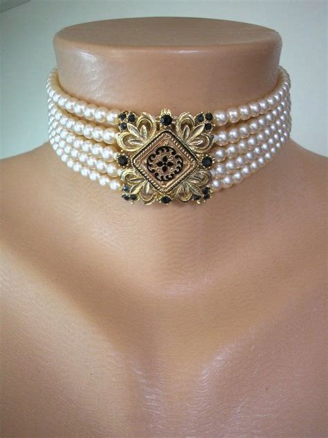 Vintage Pearl Choker Strand Pearls Vintage Sphinx Jewelry Indian Bridal Choker Vintage