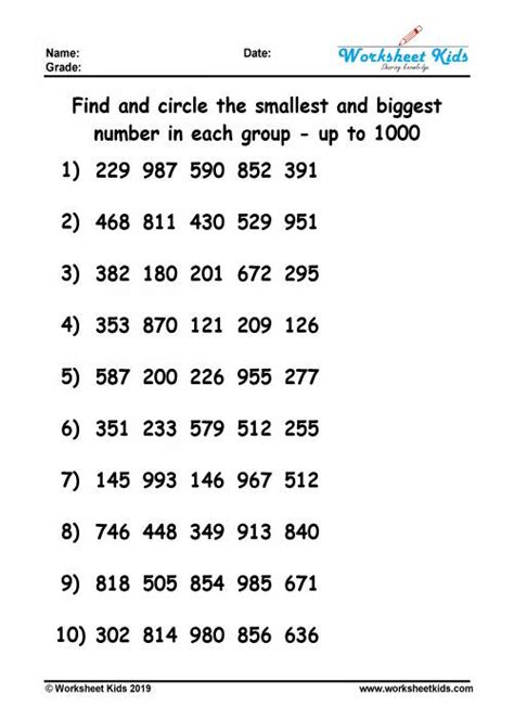 Circle The Biggest And Smallest Number Worksheet Free Printable Pdf