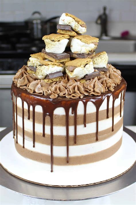 Smores Cake Fluffy Chocolate Cake With Marshmallow Frosting