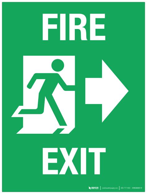 Fire Exit Arrow Right Wall Sign Phs Safety