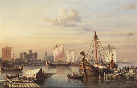Everhardus Koster The Hague 1817 1892 Dordrecht Viking Ships On The