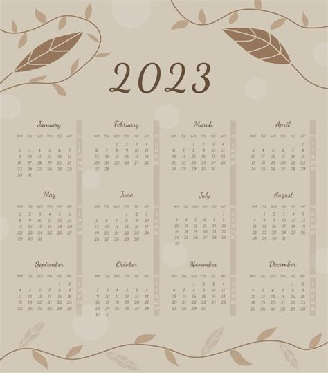 Calendario 2023 Colores Pastel Tranquilos Calendario Del Año Por