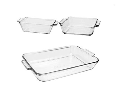 Anchor Hocking Oven Basics 3 Piece Glass Bakeware Set With Square Cake