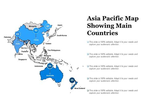 Asia Pacific Map Showing Main Countries Presentation Graphics