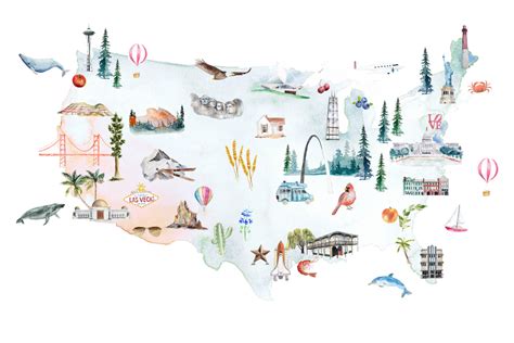 United States Illustrated Map By Crystal And Jorge Bouffier On Artfully