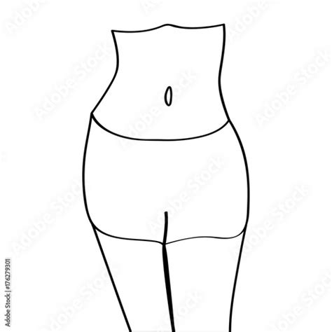 Isolated Outline Of A Woman Belly Button On A White Background Vector