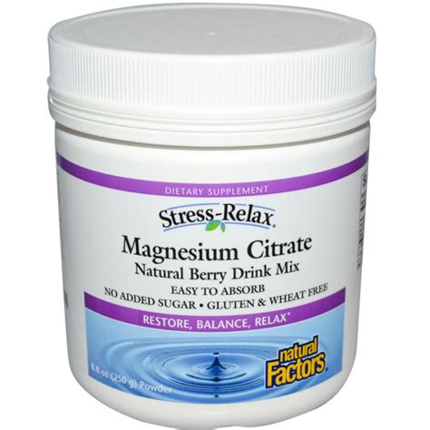 Natural Factors Stress Relax Magnesium Citrate Natural Berry Drink Mix