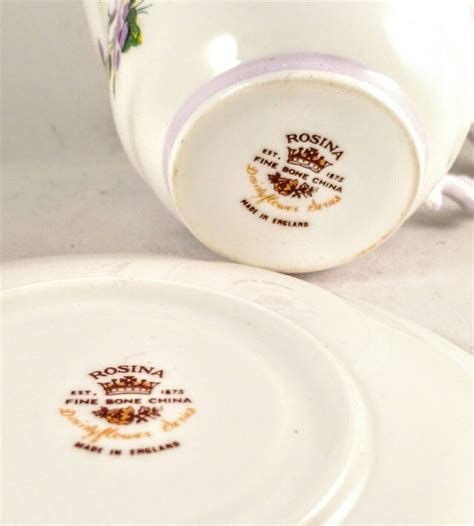 Rosina English Bone China Tea Cup Saucer Purple Floral Motif Etsy