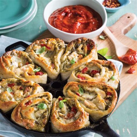 Milk 1 can chicken breast meat or 1 c. Chicken and Pesto Pizza Roll-Ups - Southern Cast Iron