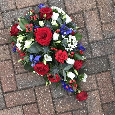 Red White And Blue Funeral Flowers Single Ended Spray Tribute Funeral